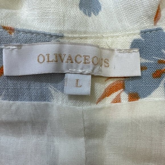 Olivaceous Crop Top Floral Print Long Sleeve Boho Cottagecore Beachy Sz L - Picture 14 of 16